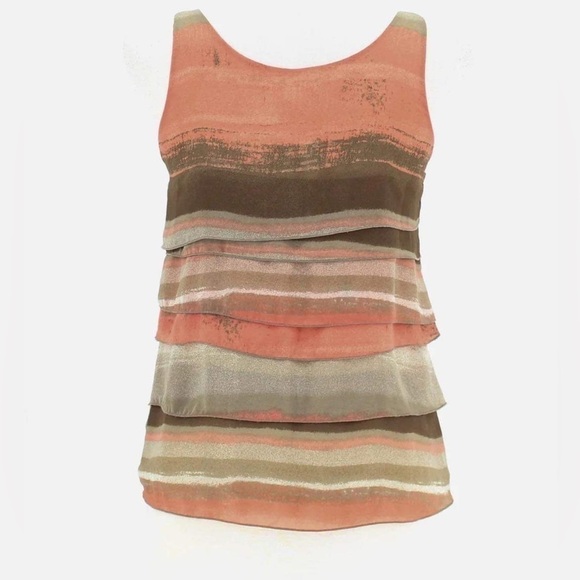 KENNETH COLE | Layered Coral and Brown Tank Top Size 4P - Picture 2 of 4